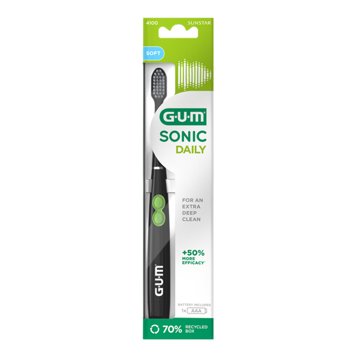 GUM SONIC Daily tandenborstel zwart met batterij