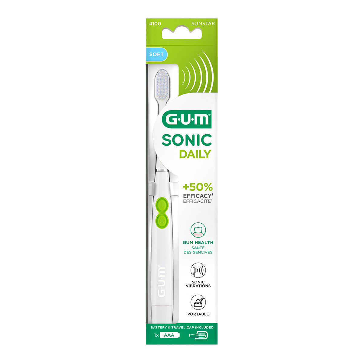GUM SONIC Daily tandenborstel wit met batterij