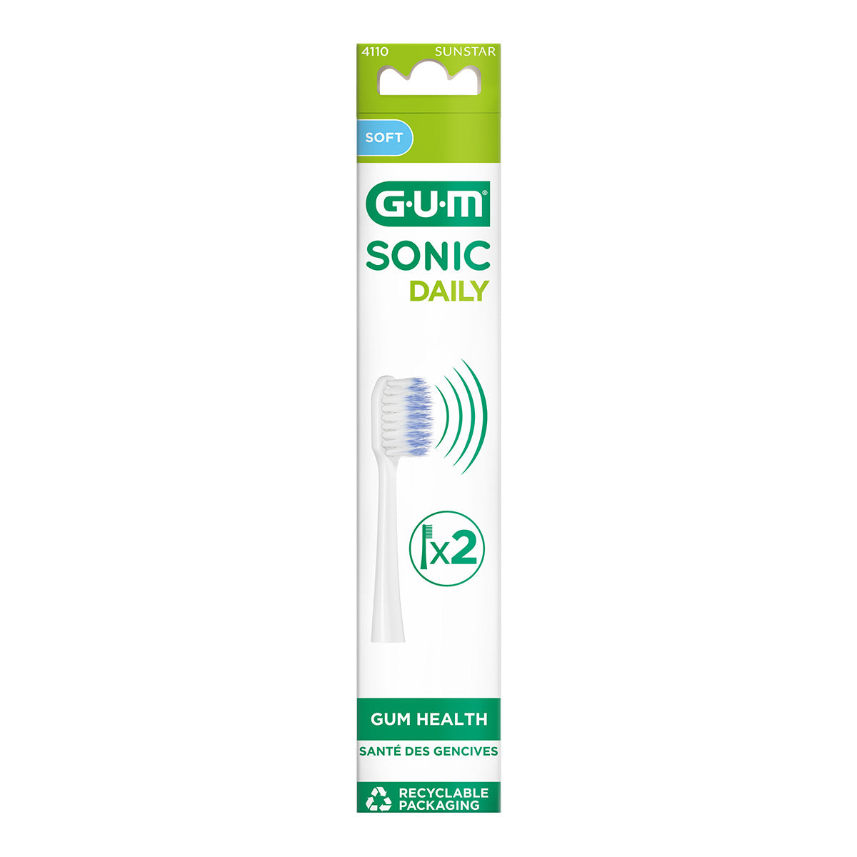 GUM Sonic Daily opzetborstels refill wit