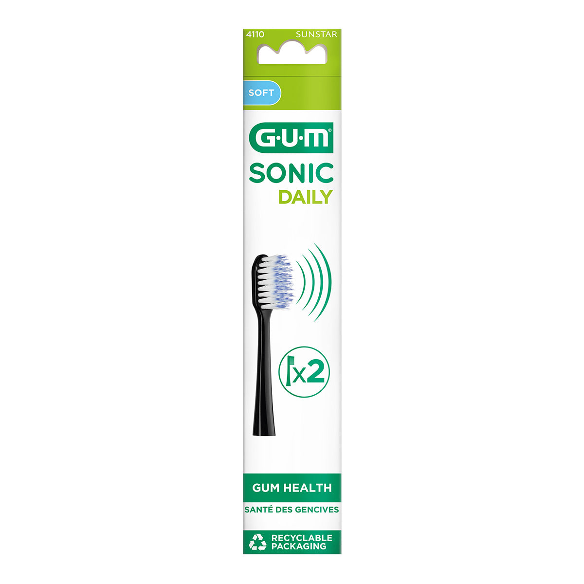 GUM SONIC Daily opzetborstels zwart