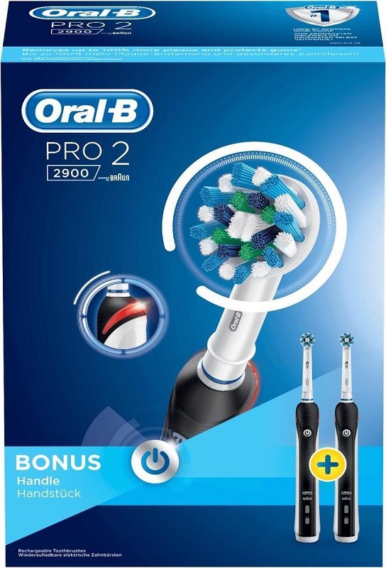 oral-b pro 2 2900 black edition + bonus handle