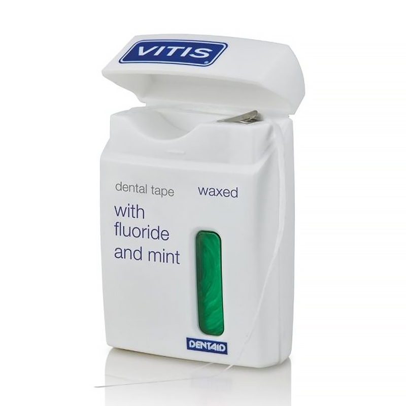 vitis tape waxed, fluoride en mint, groen (floss)